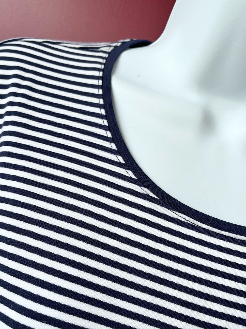 NWT Lands End Tencel Tunic Tee in Navy and White Stripe - Picture 3 of 8